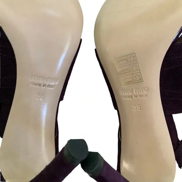 Miu Miu Prune Suede High Heel Tie Pumps sz 8 NWT - Picture 11 of 12